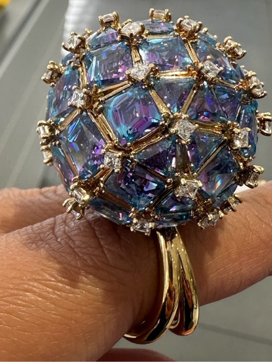 Swarovski Jewelry - Swarovski Gold Ring with Iridescent Blue-Purple Crystal Dome